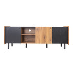 Meuble TV Mid-century avec 3 placards, table console média pour TV jusqu'à 70", centre de divertissement avec rangement