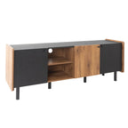 Meuble TV Mid-century avec 3 placards, table console média pour TV jusqu'à 70", centre de divertissement avec rangement