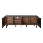 Meuble TV Mid-century avec 3 placards, table console média pour TV jusqu'à 70", centre de divertissement avec rangement