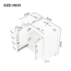 Meuble-lavabo moderne de 36 po avec lavabo, 2 armoires, 2 poignées métalliques et glissières de tiroir, convient pour salle de bain ou dressing