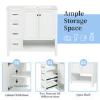 Meuble-lavabo moderne de 36 po avec lavabo, 2 armoires, 2 poignées métalliques et glissières de tiroir, convient pour salle de bain ou dressing