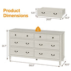 Commode à 6 tiroirs, très grande, gris clair