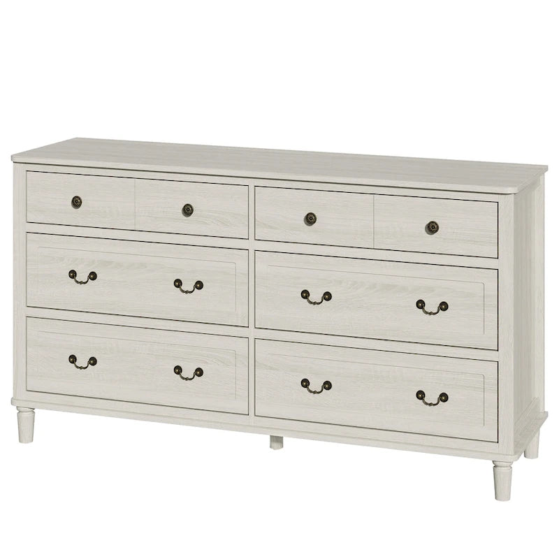 Commode à 6 tiroirs, très grande, gris clair