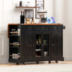 53 Îlot de cuisine de style ferme avec deux portes d'armoire en verre trempé (tabouret non inclus)