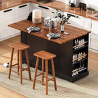 53 Îlot de cuisine de style ferme avec deux portes d'armoire en verre trempé (tabouret non inclus)