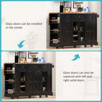 53 Îlot de cuisine de style ferme avec deux portes d'armoire en verre trempé (tabouret non inclus)