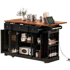 53 Îlot de cuisine de style ferme avec deux portes d'armoire en verre trempé (tabouret non inclus)