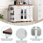 53 Îlot de cuisine de style ferme avec deux portes d'armoire en verre trempé (tabouret non inclus)