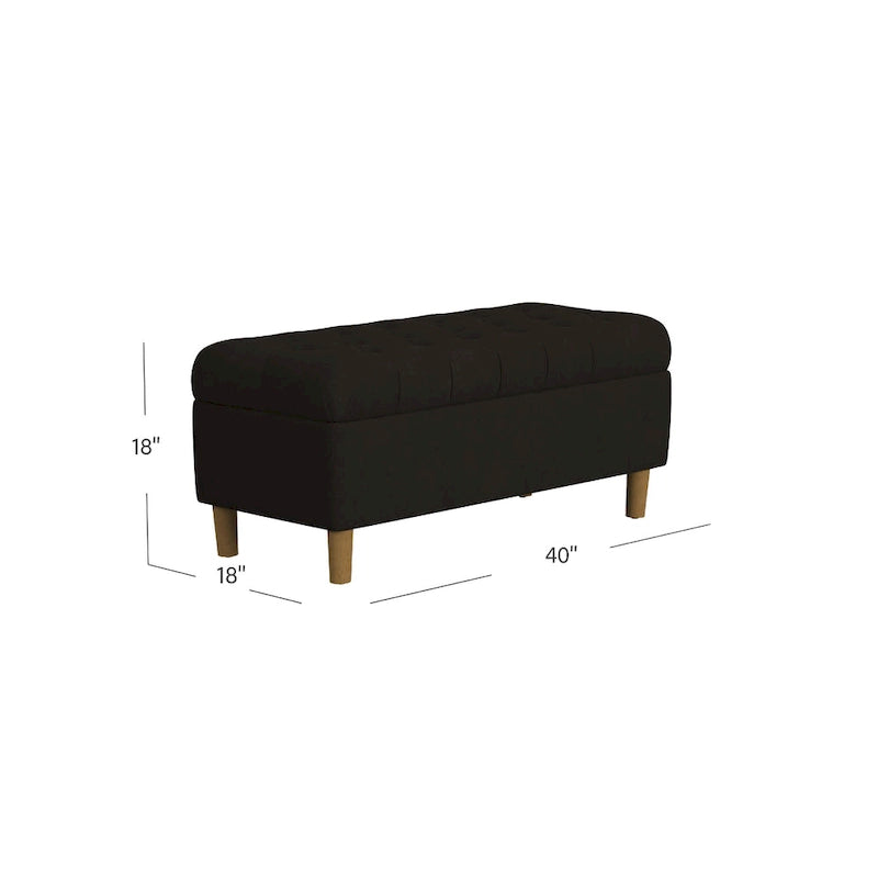 Banc de rangement/ottoman, tissu velours marron chocolat, bois, 102 cm