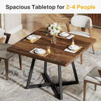 Table à manger carrée en bois de 31,5 pouces avec base en métal