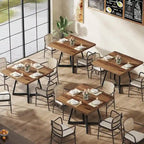 Table à manger carrée en bois de 31,5 pouces avec base en métal