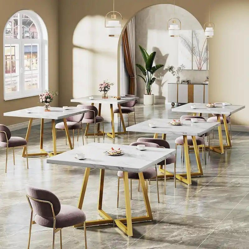 Table à manger carrée en bois de 31,5 pouces avec base en métal