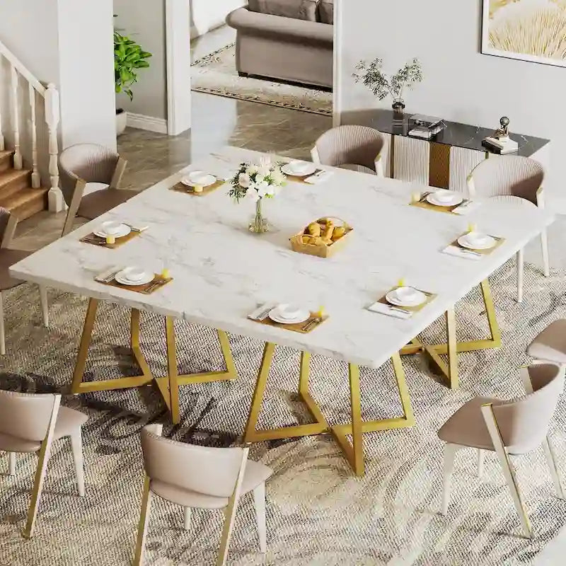 Table à manger carrée en bois de 31,5 pouces avec base en métal