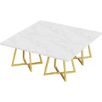 Table à manger carrée en bois de 31,5 pouces avec base en métal