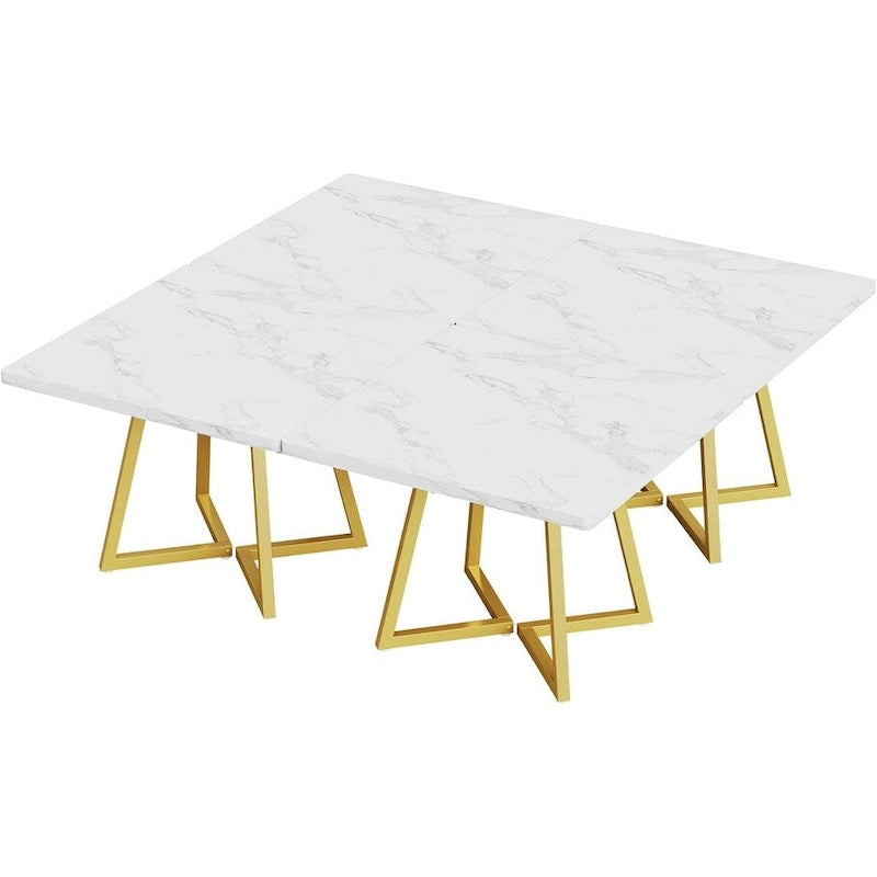Table à manger carrée en bois de 31,5 pouces avec base en métal