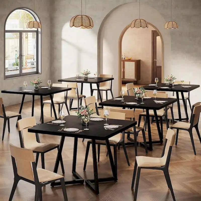 Table à manger carrée en bois de 31,5 pouces avec base en métal