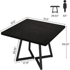 Table à manger carrée en bois de 31,5 pouces avec base en métal