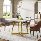 Table à manger carrée en bois de 31,5 pouces avec base en métal