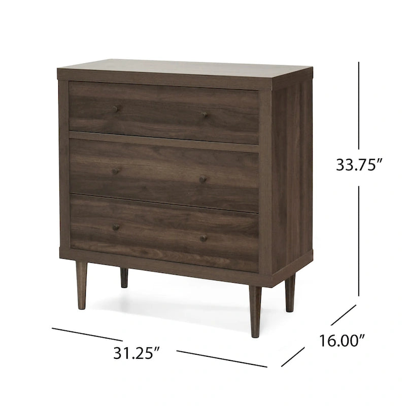 Commode trois tiroirs de style moderne du milieu du siècle