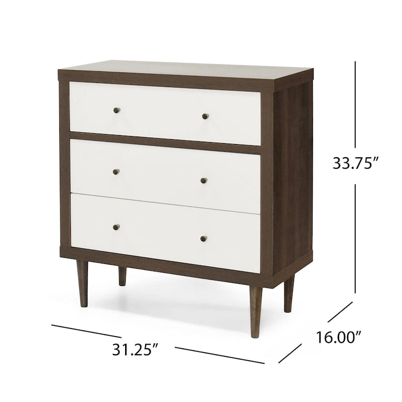 Commode trois tiroirs de style moderne du milieu du siècle