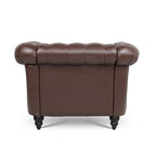 Fauteuil-canapé touffeté en similicuir marron surdimensionné – 32,09 x 38,98 x 28,35