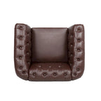 Fauteuil-canapé touffeté en similicuir marron surdimensionné – 32,09 x 38,98 x 28,35