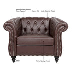 Fauteuil-canapé touffeté en similicuir marron surdimensionné – 32,09 x 38,98 x 28,35