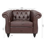 Fauteuil-canapé touffeté en similicuir marron surdimensionné – 32,09 x 38,98 x 28,35