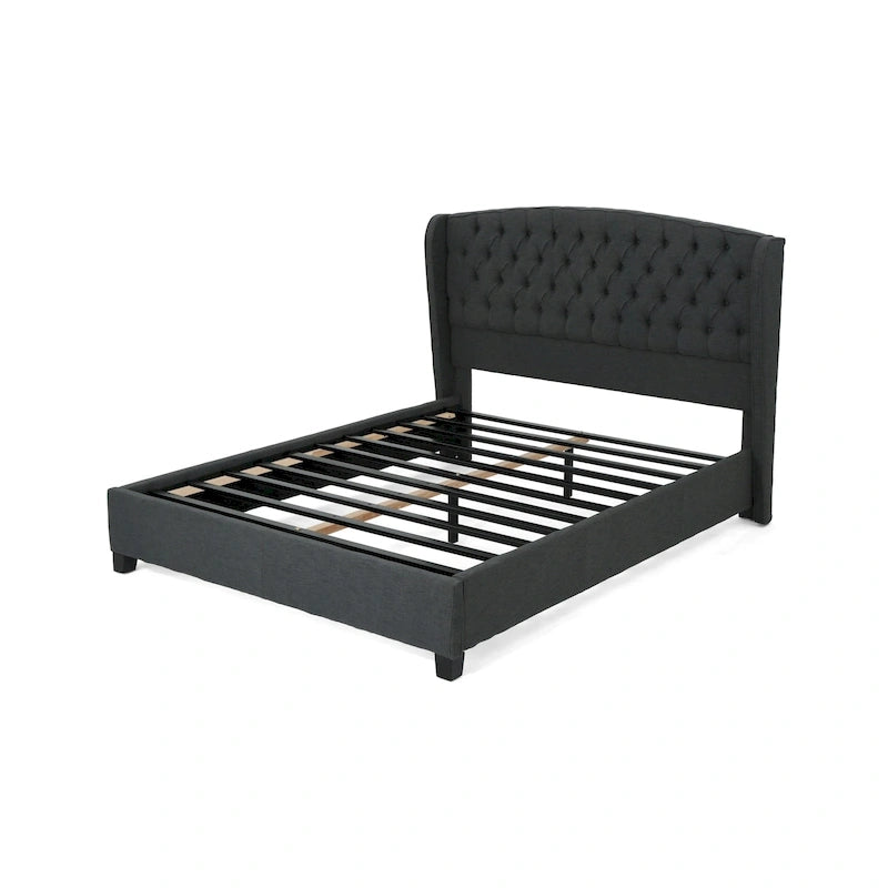Lit plateforme rembourré format très grand ("King Size") à profil bas