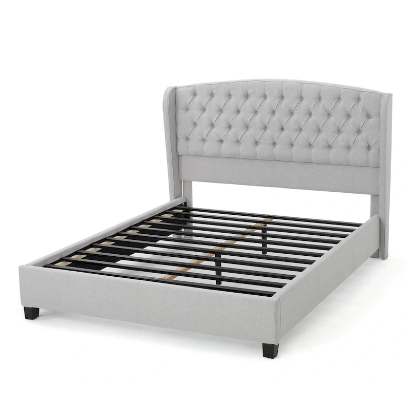 Lit plateforme rembourré format très grand ("King Size") à profil bas