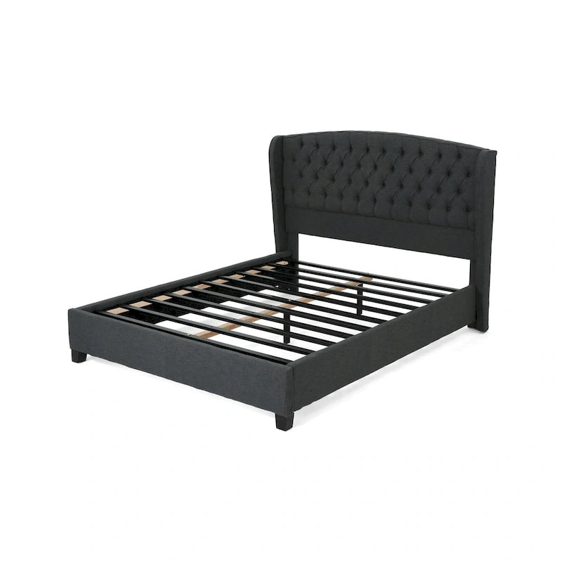 Lit plateforme rembourré format très grand ("King Size") à profil bas