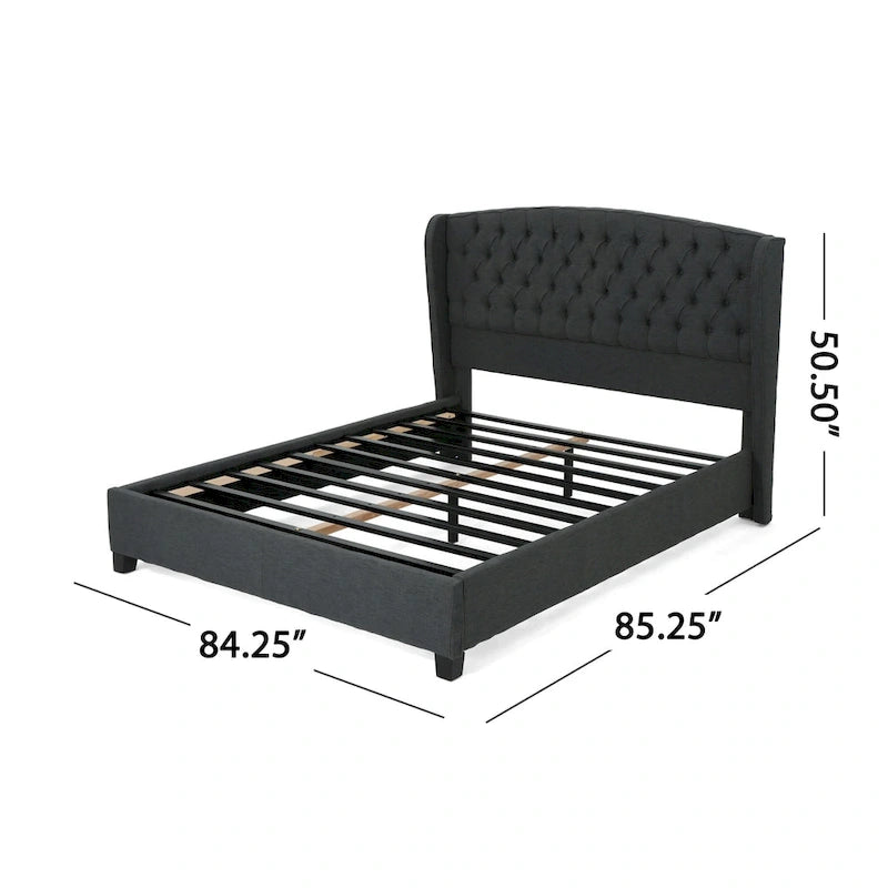 Lit plateforme rembourré format très grand ("King Size") à profil bas