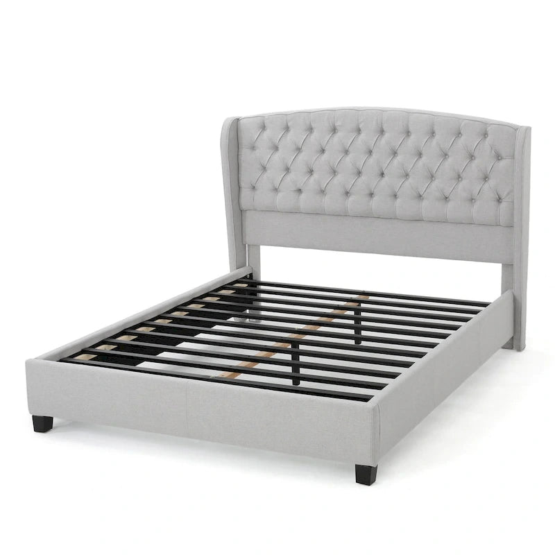 Lit plateforme rembourré format très grand ("King Size") à profil bas