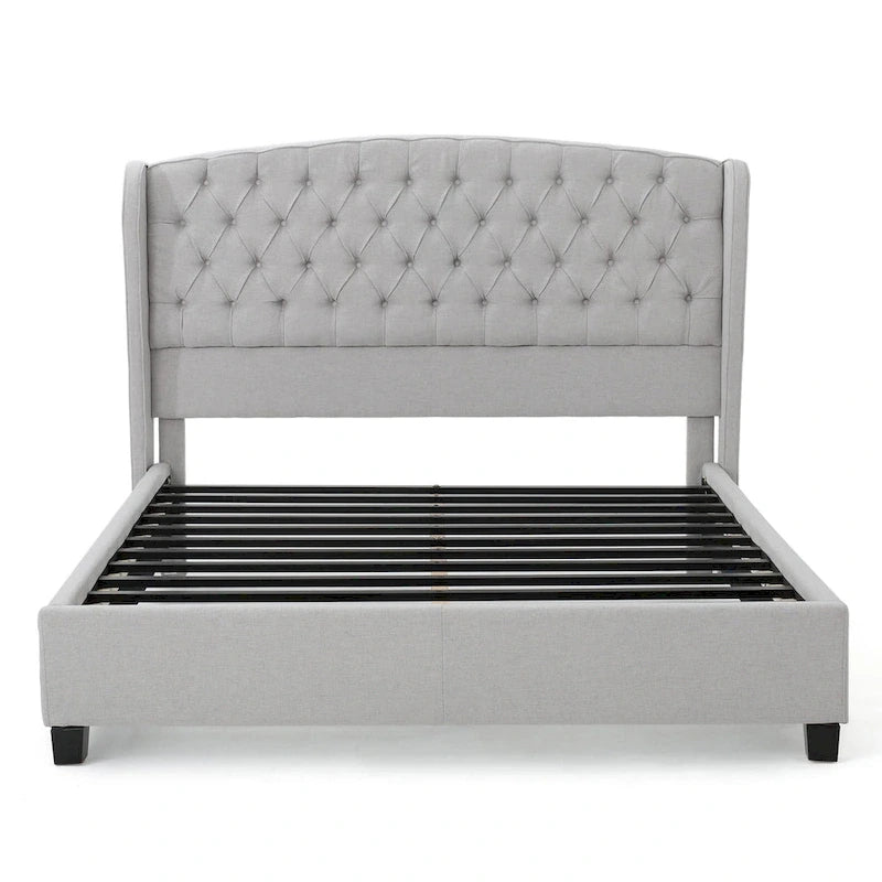 Lit plateforme rembourré format très grand ("King Size") à profil bas