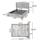 Lit plateforme rembourré format très grand ("King Size") à profil bas