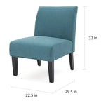 Chaise en tissu moderne sans accoudoirs — Longueur 22.50 x Largeur 29.50 x Hauteur 32.00