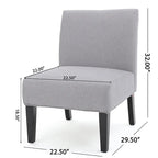 Chaise en tissu moderne sans accoudoirs — Longueur 22.50 x Largeur 29.50 x Hauteur 32.00