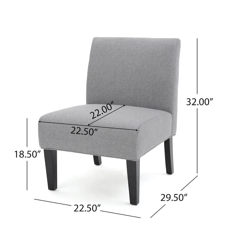 Chaise en tissu moderne sans accoudoirs — Longueur 22.50 x Largeur 29.50 x Hauteur 32.00
