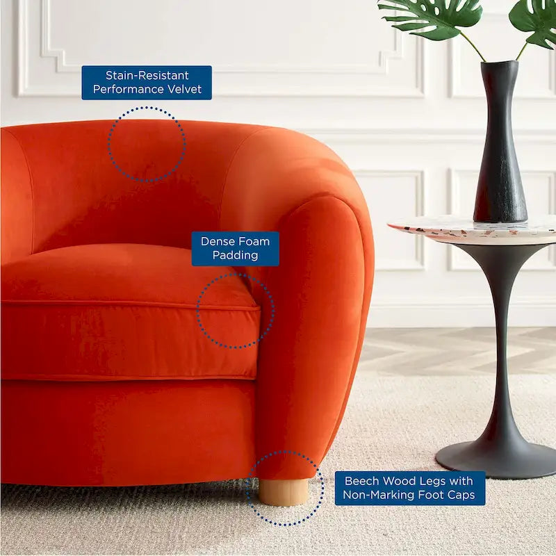 Fauteuil Abundant en Velours Performance