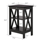 Table basse de salon moderne, comprenant une table basse en bois et une table d'appoint.