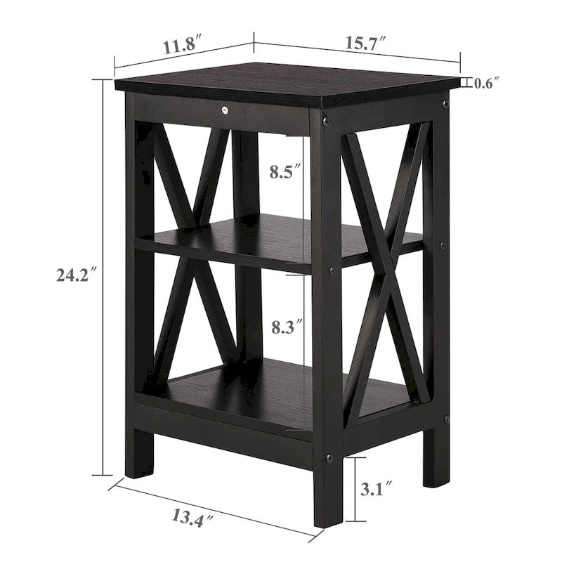 Table basse de salon moderne, comprenant une table basse en bois et une table d'appoint.