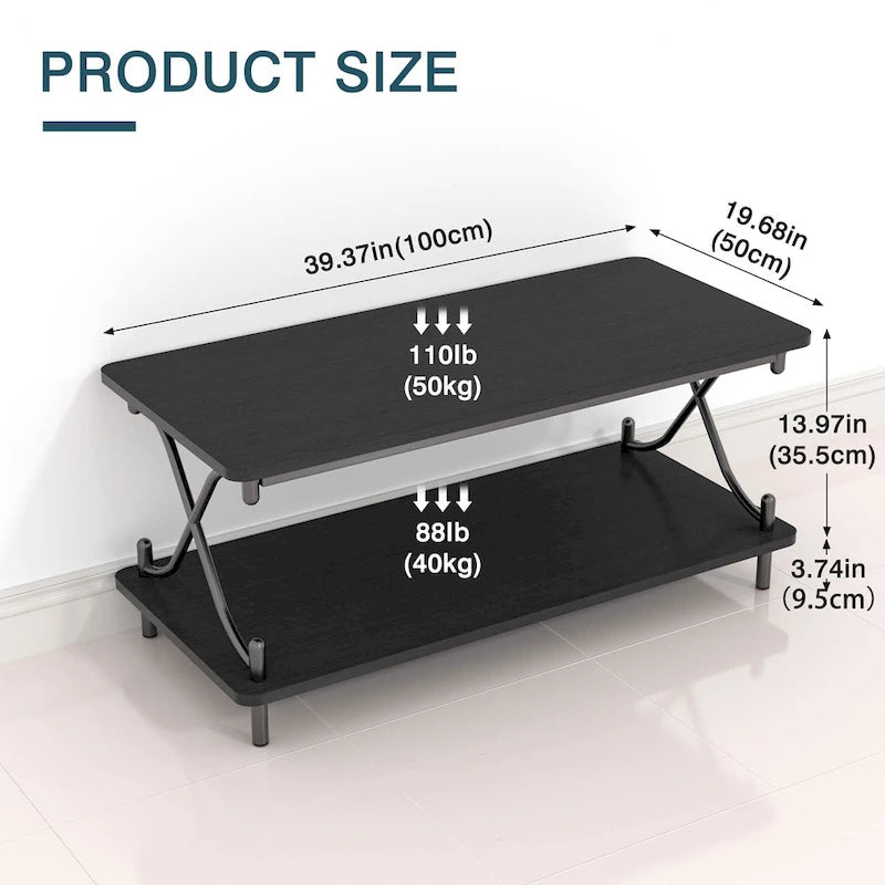 Table basse de salon moderne, comprenant une table basse en bois et une table d'appoint.
