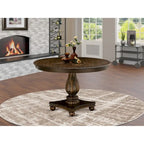 East West Furniture Ferris Modern Dining Table - a Round Kitchen Table Top with Pedestal Base, 48x48 Inch, (Finish Options)