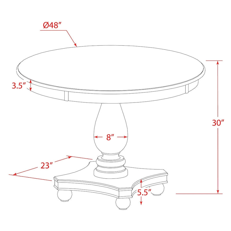 Table à manger moderne – Plateau rond avec pied central, 122 x 122 cm (plusieurs finitions disponibles)