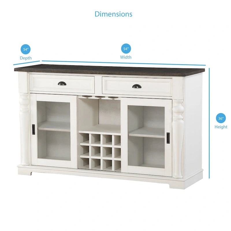 Table et chaises de salle à manger bicolores style campagne patiné