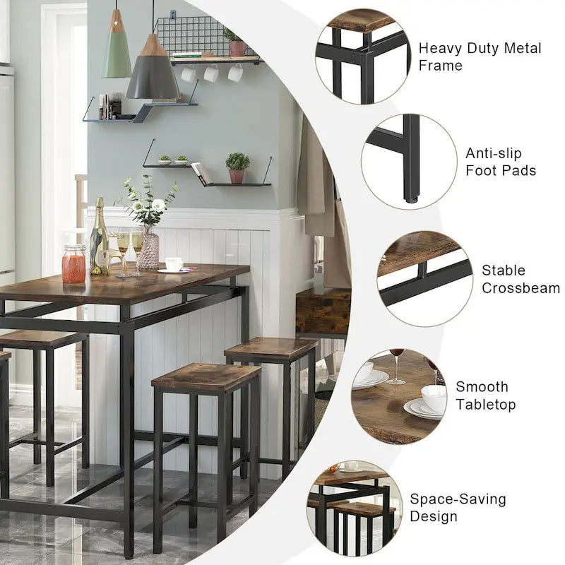 Comptoir de bar, table et chaises de style ferme moderne