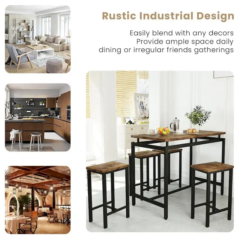 Comptoir de bar, table et chaises de style ferme moderne