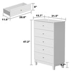 Table de chevet, commode à 5 tiroirs, armoire de rangement haute