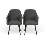 Fauteuil en similicuir gris avec pieds en bois de hêtre