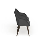 Fauteuil en similicuir gris avec pieds en bois de hêtre